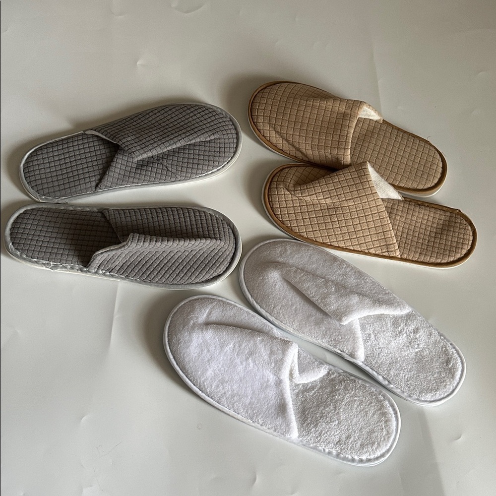 👉 3 Pairs Reusable Guest Slippers - Non-Slip Indoor Footwear for Men & Women 8.5